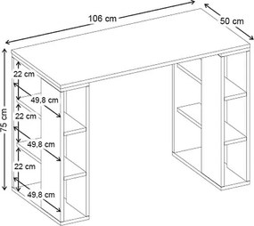 Γραφείο εργασίας Colmar Megapap χρώμα ανθρακί - λευκό 106x50x75εκ.