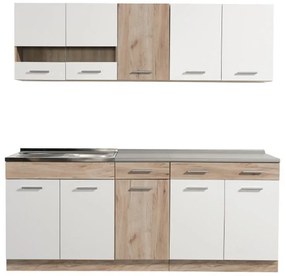 Έτοιμη Σύνθεση Κουζίνα Dalila 200 Γκρί Δρύς - Λευκό 200x51,5x206,5 εκ. 200x51.5x206.5 εκ.