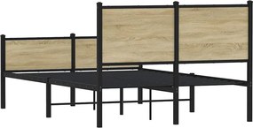 vidaXL Σκελετός Κρεβ. Χωρίς Στρώμα Sonoma Δρυς 140x200 εκ. Μεταλλικό