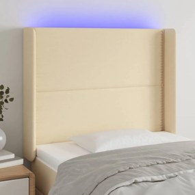 vidaXL Κεφαλάρι Κρεβατιού LED Κρεμ 83x16x118/128εκ. Υφασμάτινο