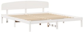 vidaXL Κρεβάτι με Κεφαλάρι Λευκό 180x200 εκ. Μασίφ Ξύλο Πεύκου