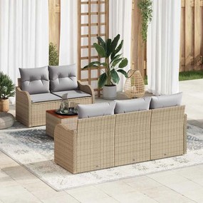 vidaXL Σετ Καναπέ Κήπου 6 pcs Μπεζ Πολυ ράταν