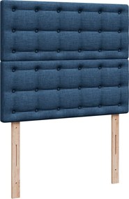 vidaXL Κρεβάτι Boxspring με Στρώμα Μπλε 120x190 εκ. Υφασμάτινο