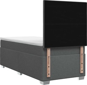 vidaXL Κρεβάτι box spring με στρώμα Σκούρο Γκρι 80 x 200 cm Ύφασμα