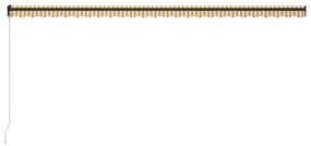 vidaXL Τέντα Συρόμενη Χειροκίνητη Κίτρινο / Λευκό 600 x 300 εκ.