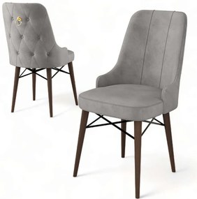 Καρέκλα Pare Babyface (Σετ 4Τμχ) 240CHR1534 46x46x94cm Grey-Brown Μέταλλο,Ύφασμα