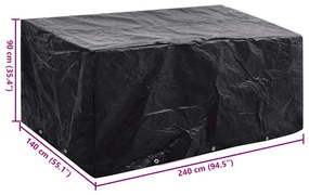 vidaXL Κάλυμμα Επίπλων Κήπου με 8 Κρίκους 240 x 140 x 90 εκ.