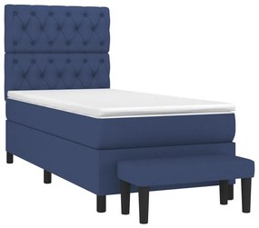 vidaXL Κρεβάτι Boxspring με Στρώμα Μπλε 80x200 εκ. Υφασμάτινο