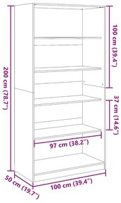 Ντουλάπα Γκρι Sonoma 100 x 50 x 200 εκ. από Επεξεργασμένο Ξύλο - Γκρι