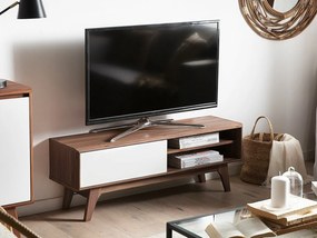 Τραπέζι Tv Berwyn 327, Σκούρο ξύλο, Άσπρο, 117x44x35cm, 18 kg | Epipla1.gr