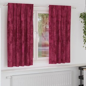 vidaXL Κουρτίνα με κουρτίνες 2 pcs Μπορντό 175 x 140 εκ. Βελούδο