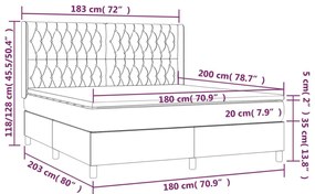 Κρεβάτι Boxspring με Στρώμα &amp; LED Taupe 180x200 εκ. Υφασμάτινο - Μπεζ-Γκρι