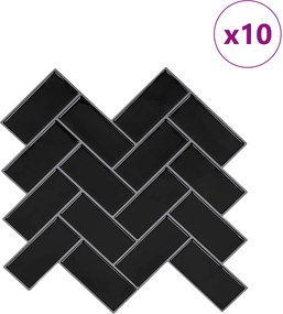 vidaXL Πλακάκι ψαροκόκαλο 10 τεμ. Μαύρο 30 x 30 cm