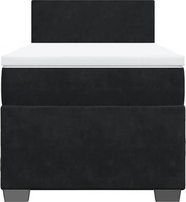 vidaXL Κρεβάτι Boxspring με Στρώμα Μαύρο Single Βελούδινο