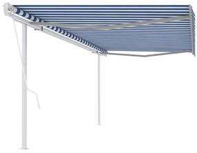vidaXL Τέντα Συρόμενη Αυτόματη με Στύλους Μπλε / Λευκό 5x3 μ.