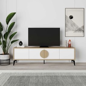 Megapap Έπιπλο Τηλεόρασης Gora Sapphire Oak - Λευκό 180x35,6x51εκ.