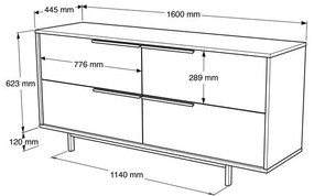 Μπουφές Lebon μελαμίνης φυσικό-μαύρο 160x44.5x74εκ 160x44.5x74 εκ.