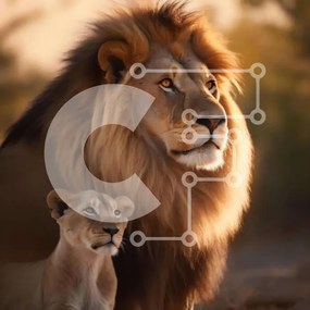 Intra Συλλεκτικό Ξύλινο Παζλ Plywood 4mm - Λιοντάρι και μωρό που κάθονται μαζί Σε Ξύλινο Κουτί - Διαστάσεις: 10x10 cm – 25 κομμάτια