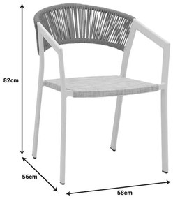 Πολυθρόνα αλουμινίου Glisten στοιβαζόμενη λευκός σκελετός-textilene φυσικό rattan 58x56x82εκ 58x56x82 εκ.
