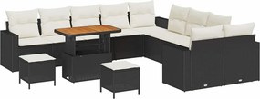 vidaXL Σετ Καναπέ Κήπου 13 pcs Μαύρο συνθετικό ρατάν
