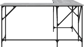 vidaXL Γραφείο Γκρι Sonoma 149x149x75 εκ. από Επεξεργασμένο Ξύλο