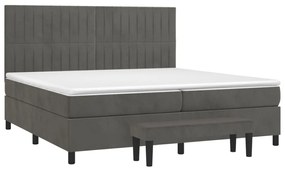 Κρεβάτι Boxspring με Στρώμα Σκούρο Γκρι 200x200 εκ. Βελούδινο - Γκρι