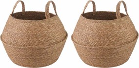 vidaXL Γλάστρα με Χερούλια 2 τμχ. Φυσικό Ø 32 x 32 cm