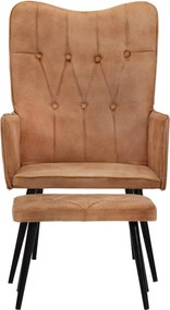 vidaXL Πολυθρόνα Καφέ από Καραβόπανο με Υποπόδιο