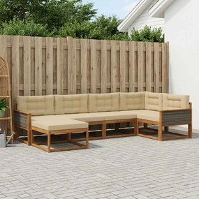 vidaXL Σειρά Καναπέ Εξωτερικού 6 pcs Φυσικό και Μπεζ
