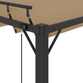 vidaXL Κιόσκι με Ανοιγόμενη Οροφή Taupe 3 x 4 μ. Ύφασμα και Αλουμίνιο