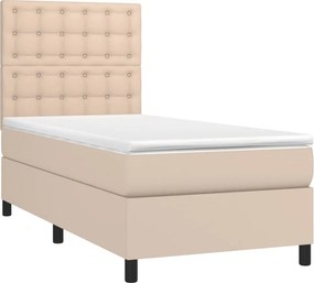 vidaXL Κρεβάτι Boxspring με Στρώμα Καπουτσίνο 100x200εκ.από Συνθ.Δέρμα