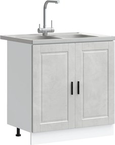 vidaXL Βάση νιπτήρα με αποθήκευση Porto 2 pcs Γκρι Επεξεργασμένο ξύλο