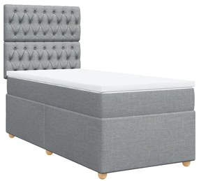 Κρεβάτι Boxspring με Στρώμα Ανοιχτό Γκρι 90x200 εκ. Υφασμάτινο - Γκρι