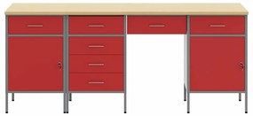 vidaXL Ντουλάπα Εργασίας με συρτάρι 4 pcs Κόκκινο 200 x 55 x 85 εκ