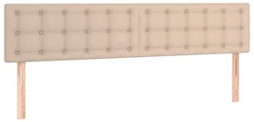 vidaXL Κρεβάτι Boxspring Στρώμα&amp;LED Καπουτσίνο 200x200 εκ. Συνθ. Δέρμα