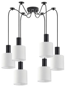 SE21-BL-4-BL6-SH1 ADEPT TUBE Black Pendant White Fabric Shade+