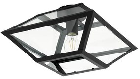 Φωτιστικό Οροφής Πλαφονιέρα Casefabre 98356 Black-Clear Eglo Metal, Glass