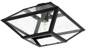 Φωτιστικό Οροφής Πλαφονιέρα Casefabre 98356 Black-Clear Eglo Μέταλλο,Γυαλί