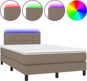 vidaXL Κρεβάτι Boxspring με Στρώμα &amp; LED Taupe 120x200 εκ. Υφασμάτινο