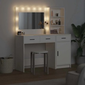 vidaXL Τραπέζι περιποίησης με συρτάρι 2 pcs Λευκό Επεξεργασμένο ξύλο
