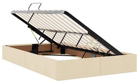 vidaXL LED Κρεβάτι αποθήκευσης με στρώμα Κρέμ 120 x 200 cm Ύφασμα