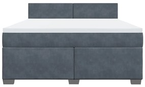 vidaXL Κρεβάτι Boxspring με Στρώμα Σκούρο Γκρι 180x200 εκ. Βελούδινο