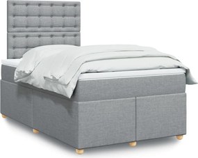 vidaXL Κρεβάτι Boxspring με Στρώμα Ανοιχτό Γκρι 120x200 εκ. Υφασμάτινο