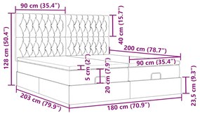 Οθωμανικό κρεβάτι με στρώματα Κρέμα 180x200cm ύφασμα - Κρεμ