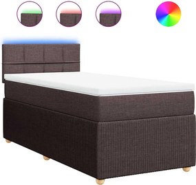vidaXL Κρεβάτι Boxspring με Στρώμα Σκούρο Καφέ 90x190 εκ. Υφασμάτινο