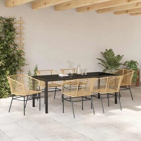 vidaXL Σέτ φαγητού για κήπο 7 pcs Καφέ συνθετικό ρατάν