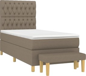 vidaXL Κρεβάτι Boxspring με Στρώμα Taupe 90x190 εκ.Υφασμάτινο