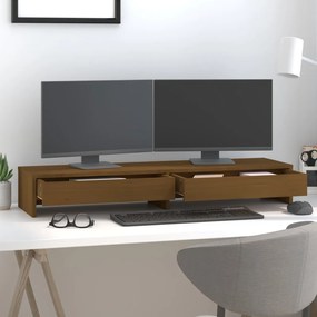 vidaXL Βάση Οθόνης Καφέ 100 x 27 x 15 εκ. από Μασίφ Ξύλο Πεύκου