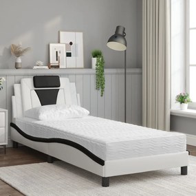 vidaXL Κρεβάτι με Στρώμα Λευκό και Μαύρο 80 x 200 εκ. Συνθετικό Δέρμα