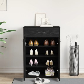 vidaXL Ντουλάπι Παπουτσιών Μαύρο Δρυς 60x35x84 εκ από Ξύλο